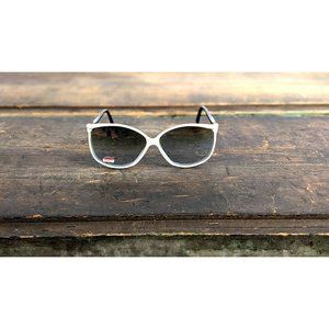 Vintage wide frame white acrylic tinted mirrored glass sun glasses